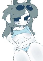 1girls 2d_(artwork) 4_ears adorable anthro big_eyes black_legwear cat_ears cat_humanoid cat_tail catgirl cute_expression cute_face grey_hair hss_dada large_breasts leggings simple_background tagme temmie temmie_(undertale) undertale undertale_(series) white_body white_fur wide_hips