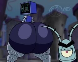 >:) >:d 1boy 1girls :p animated ass ass_clap ass_clapping ass_focus breathotter bubble_butt glorb huge_ass hyper hyper_ass karen_plankton music music_based_animation music_video redesign robot robot_girl sheldon_j._plankton spongebob_squarepants straight tagme twerking video