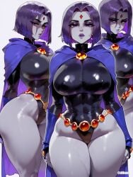 1girls ai_generated ass breasts dc difuxer female female_only large_breasts looking_at_viewer rachel_roth raven_(dc) solo teen_titans thick_thighs thighs wide_hips