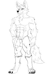 abs absurd_res anthro black_nails canid canine canis claws colored_nails confident digital_media_(artwork) epic_games fennix_(fortnite) fortnite fox foxxy3941 fur hi_res male mammal microsoft_paint_(artwork) muscular nails pecs smile solo standing tail