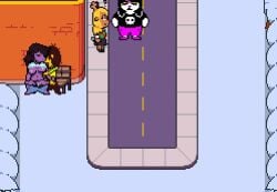 accurate_art_style animated bladedbard boobs catti_(deltarune) deltarune grabbing_another's_breast handjob interspecies kissing kris_(deltarune) making_out noelle_holiday pixel_(artwork) pixel_animation pixel_art public public_nudity shorter_than_10_seconds stealth_handjob susie_(deltarune) tagme video