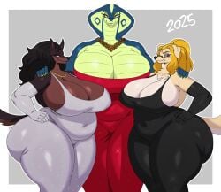 3girls anthro big_ass big_breasts curvy curvy_body curvy_female curvy_figure dress huge_ass huge_breasts red_dress snake snake_girl sssonic2 tagme thick_ass thick_thighs voluptuous voluptuous_female