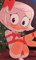 blush christmas disney ducktales ducktales_(2017) ribbon tagme threek webby_vanderquack wrapped_up