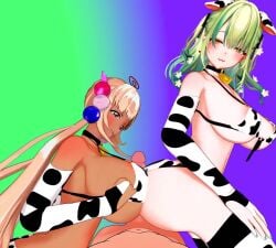 1boy 2girls 3d animated ass ass_job assjob big_ass big_breasts big_dick bikini buttjob buttjob/paizuri ceres_fauna cow_print cow_print_bikini dark-skinned_female dark_skin fat_ass gradient_background hololive hololive_english hololive_english_-council- hololive_english_-promise- huge_breasts koikatsu large_breasts large_penis male_pov no_sound orange_eyes paizuri paizuri_lead_by_female pale-skinned_female pale_skin point_of_view pov swimsuit thick_thighs thighhighs threesome tsukumo_sana twintails video virtual_youtuber vtuber xype3d