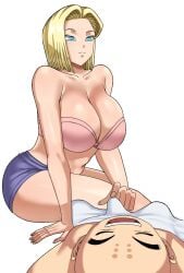 1boy 1girls age_difference android_18 android_18_(pinkpawg) big_boobs big_breasts blonde_female blonde_hair blonde_hair_female blue_eyes blue_eyes_female boobs breasts bulge bulge_through_clothing clothed clothed_female clothed_male disappointed disappointed_expression disappointed_look dragon_ball dragon_ball_z emotionless emotionless_female female femsub husband_and_wife indifference indifferent krillin kuririn light-skinned_female light-skinned_male light_skin male maledom monk pinkpawg purple_skirt skirt small_bulge small_penis unbothered uncaring unenthusiastic wife_and_husband