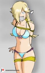 1girls 2d 2d_(artwork) arms_behind_back bikini bondage bondage bound female female female_focus female_only gag gagged gagged_female human human_only light-skinned_female light_skin mario_(series) nintendo princess_rosalina solo solo_female solo_focus submissive submissive_female super_mario_bros. uncomfortable uncomfortable_bondage