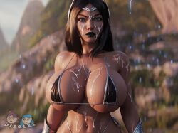 1girls ai ai_assisted alternate_breast_size alternate_breast_size_(larger) bikini blue_eyes blurry_background breasts bukkake cleavage cum cum_on_body cum_on_breasts dizelxl edit edited edited_screencap female huge_breasts irelia_xan league_of_legends lipstick looking_at_viewer makeup mascara micro_bikini navel outdoors riot_games screencap self_upload shiny_skin thick voluptuous wide_hips