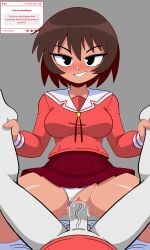 1boy 1girls amazon_position azumanga_daiou blush dominant_female female femdom kagura_(azumanga_daiou) male penis penis_in_pussy pov precum pussy self_upload sex strawpage_request tagme unepicroachy vaginal_penetration