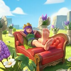 1girls archer_queen_(clash_of_clans) barefeet barefoot canonical_scene clash_of_clans feet feet_fetish feet_focus feet_up female female_focus female_only foot foot_fetish goonbait lmao official_art pov pov_feet relaxing soles soles_female soles_fetish soles_focus soles_up tagme