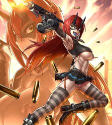 00s 1futa blush boots breasts cerastes chains fangs futa_only futanari gun intersex inverted_nipples large_breasts lilith-soft looking_at_viewer mask mikoyan no_bra skirt solo taimanin_(series) taimanin_asagi taimanin_asagi_battle_arena tongue_out weapon