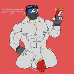 blush_lines cap collar collar_only gay gay_male hzin_(lustfulsai) lunar_new_year lustfulsai masculine masked masked_male masked_men masked_only penis penis_out solo solo_focus solo_male