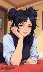 artist:eroqueen street_fighter juri_han 1girl solo breasts large_breasts nipples areolae ass pussy nude completely_nude uncensored nsfw hentai blush curvy thick_thighs wide_hips thighs navel long_hair looking_at_viewer smile seductive open_mouth full_body high_resolution highly_detailed simple_background rule34 ai_generated patreon