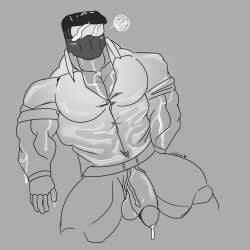 bara bottomless bottomless_male cap cum cum_drip cum_dripping cum_dripping_from_penis gay gay_male hzin_(lustfulsai) lustfulsai masked masked_male masked_men masked_only sweat sweating sweaty sweaty_body topwear topwear_only wet