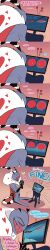2boys antennae_(anatomy) before_sex blush comic dialogue english_text erection gay gradient_background hazbin_hotel heart-shaped_areola heart_nipples hellaverse imminent_sex male_only moth naked nipple_chain nipple_piercing nude nude_male penis red_sclera schaychaym size_difference tv_head valentino_(hazbin_hotel) vox_(hazbin_hotel) whispering yaoi
