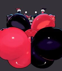 anothercat ass_bigger_than_head ass_focus ass_up big_ass big_butt big_eyes clothing clown_girl harley_quinn harley_quinn_(classic) hyper jester_girl large_ass large_thighs looking_at_viewer pov