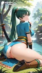 1girls 2026 ai_assisted ai_generated anime artist_name ass big_ass booty branch breasts bust dress explicit female_genitalia fire_emblem fire_emblem:_the_blazing_blade fire_emblem_heroes forest genitals green_eyes green_hair hi_res high_quality high_resolution highres katana long_hair lyn_(fire_emblem) nature nintendo outdoors patreon patreon_username planted_sword ponytail pussy sheath sheathed skypassion solo stable_diffusion sword torn_clothes uncensored_pussy uncensored_vagina watermark weapon