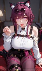 artist:waifi honkai_star_rail kafka_(honkai_star_rail) 1girl solo breasts large_breasts nipples areolae ass pussy nude completely_nude uncensored nsfw hentai blush curvy thick_thighs wide_hips thighs navel long_hair looking_at_viewer smile seductive open_mouth full_body high_resolution highly_detailed simple_background rule34 ai_generated patreon