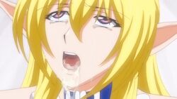 1boy animated blonde_hair censored clothing cum cum_in_mouth elf_hime_nina faceless_male fellatio female hands_on_head irrumatio male_human/female_elf miriya oral penis pubic_hair tears