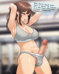 1futa a-dam animated arms_behind_back arms_up brown_hair censored cum cum_in_air cum_without_hands cumming dialogue ejaculation exercise exercising fitness futanari gray_bra gray_clothing gray_panties gym gym_clothes gym_uniform hands-free hands_behind_head handsfree_ejaculation long_video longer_than_one_minute moaning ruined_orgasm sound sound_effects sports_bra sports_uniform sportswear tagme text text_bubble vertical_video video voice voice_acted 亜dam