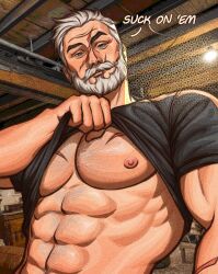 bara beard big_pecs blue_eyes daddy dilf gay male male_only muscular muscular_male overwatch scar soldier_76 solo vaile_valley