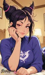 artist:eroqueen street_fighter juri_han 1girl solo breasts large_breasts nipples areolae ass pussy nude completely_nude uncensored nsfw hentai blush curvy thick_thighs wide_hips thighs navel long_hair looking_at_viewer smile seductive open_mouth full_body high_resolution highly_detailed simple_background rule34 ai_generated patreon