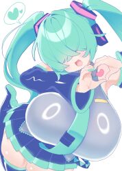 1girls :d bare_shoulders big_breasts blue_hair blue_nails blush boots breasts breasts_bigger_than_head detached_sleeves female female_only hair_covering_eyes hair_intakes hair_over_eyes hatsune_miku heart long_hair nail_polish painted_nails pleated_skirt skindentation skirt smile solo spoken_heart tagme tegurika_kureme thick_thighs thigh_boots thighhighs tie twintails vocaloid white_background