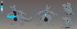 3_fingers 3_toes absurd_res anthro big_penis bioluminescence biomechanical black_sclera blue_eyes digital_media_(artwork) feet fingers genitals glowing hi_res horn huge_cock hyper hyper_genitalia hyper_penis jets kobold male model_sheet penis scalie solo tail toes undeadkitty13 unusual_anatomy unusual_genitalia unusual_penis