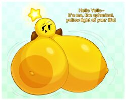 ball_with_boobs ball_with_hyper_features big_breasts breasts dialogue fromariels huge_breasts hyper hyper_breasts large_breasts mario_(series) mario_and_luigi_(series) nintendo nipples sketch starlow super_mario_bros. waddling_head