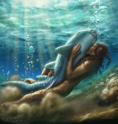 1boy 1girls animal_genitalia aquatic cloaca detailed_background duo erection female feral fin fish hair hi_res human human_on_feral ijoe interspecies larger_male male male_human/female_feral mammal marine nude original_characters outside penetration penis sex shark size_difference smaller_female straight uncensored underwater vaginal_penetration water zoophilia