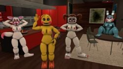 2017 3d animatronic anthro avian baby_(fnafsl) bird breast_grab breasts buckteeth canine chicken circus_baby circus_baby_(fnaf) female five_nights_at_freddy's five_nights_at_freddy's_2 fox furry group hand_on_breast highres humanoid lagomorph looking_at_viewer machine mammal mangle_(fnaf) nipples non-mammal_breasts nude open_mouth penetration pinup pose pussy rabbit robot rule_63 sister_location smile source_filmmaker spread_legs spreading standing teeth toy_bonnie_(fnaf) toy_chica_(fnaf) vaginal_penetration xboxking37