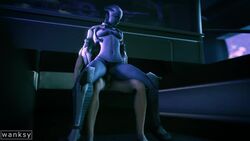 1boy 1girls 3d animated areolae asari breasts erection female liara_t'soni male mass_effect nipples no_sound panties panties_aside penis source_filmmaker wanksy video