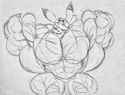 aaat-da abs anthro barely_clothed cap child_bearing_hips flexing furry_female huge_pecs hyper hyper_muscles meatball meaty muscular muscular_arms muscular_female muscular_legs nipples oc pikachu pokemon pokemon_(species) veins veiny_muscles