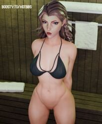 1girls 3d black_widow_(marvel) blue_eyes brown_hair marvel_rivals milf pussy sauna sweaty white_body