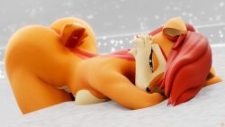 3d anthro archie_comics ass ass_up bed blender blue_eyes brown_body brown_fur chipmunk digital_media female fur furniture ground_squirrel hair hi_res lying lying_on_bed mammal nude on_bed rodent sally_acorn sciurid sega simple_background smile solo sonic_(series) sonic_the_hedgehog_(archie) sonic_the_hedgehog_(comics) sonic_the_hedgehog_(series) tail tired_eyes unuxory warfare_sally