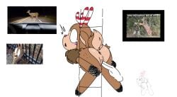 anthro antlers back_view dandy's_world disembodied_hand reindeer rudie_(dandy's_world) simple_background stuck tagme tail twisted_loaf uncensored white_background