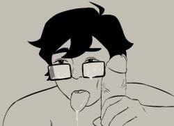 blowjob cum_on_glasses dick facial glasses homestuck john_egbert male_only no_color oral penis tongue tongue_out