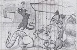 3boys american_opossum anthro anus ass balls dreamworks dreamworks_animation father_and_daughter fellatio female genitals heather_(over_the_hedge) looking_at_partner male mammal marsupial over_the_hedge ozzie_(over_the_hedge) paramount_pictures penis procyonid pussy raccoon ram_satinga rj_(over_the_hedge) sex sketch tail teeth teeth_showing trio virginia_opossum