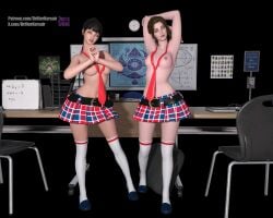 3d_(artwork) breasts breasts_out bunny_(the_first_descendant) gley_elias looking_at_viewer nipples skirt the_first_descendant topless