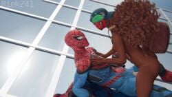 1440p 1female 1male blender bouncing_breasts cowgirl_position curly_hair dark-skinned_female marvel marvel_comics marvel_rivals no_sound perspective peter_parker riek241 skyscraper spider-man spider_zero split tagme video