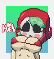 1girls big_breasts bikini blush blush breasts female female_focus female_only girl girly hellenqueenx huge_breasts large_breasts pixel_(artwork) pixel_art shy_gal super_mario_bros. watermark