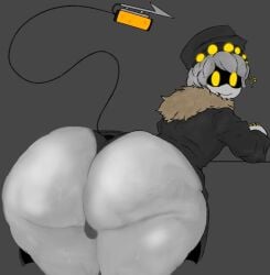 ? big_ass boy bulge bulge_through_clothing confused confused_look femboy feminine_male girly_boy imminent_anal imminent_sex murder_drones n_(murder_drones) question_mark robe robot robot_humanoid shiny_ass sweat sweaty sweaty_butt tail thick_ass thick_thighs