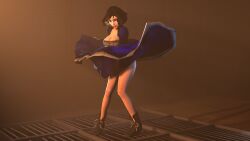 3d bare_legs big_breasts bioshock bioshock_infinite bolero breasts busty cleavage corset elizabeth_comstock female female_focus female_only hourglass_figure imaginarypuppetstrings marilyn_monroe_moment pinup pinup_pose skirt skirt_lift tagme wide_hips