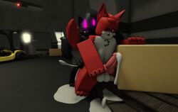 anal_sex anthro balls buck_(kaiju_paradise) bucket cock consensual cum cum_in_ass cum_inside cum_leaking cum_while_penetrated cumshot furry hazzy_(kaiju_paradise) kaiju_paradise male male/male ravenuwu roblox self_upload sex