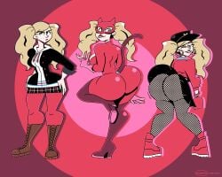 1girls ann_takamaki ass big_ass blonde_hair blue_eyes bottom_heavy bubble_butt dat_ass fat_ass female female_only huge_ass ineptoutcast large_ass massive_ass persona persona_5 png solo thick_ass thick_thighs tongue tongue_out wide_hips