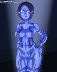 2d alcasar-reich angry artificial_intelligence big_breasts breasts cortana cortana_v1 female female_focus female_only frown halo_(game) halo_(series) nude pussy solo