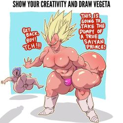 big_ass big_ass_(male) big_breasts big_butt blonde_hair bulge dragon_ball dragon_ball_super dragon_ball_z golden_hair huge_ass huge_butt lewdbeef super_saiyan vegeta voluptuous_male