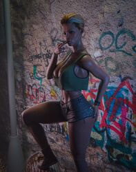 3d alena_xenakis ass big_ass curvy cyberpunk_2077 no_artist_signature no_source short_hair