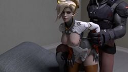 1boy 1girls 3d animated areolae blackwatch_reyes blender blonde_hair blue_eyes breasts female from_behind gabriel_reyes male mercy nipples no_sound overwatch overwatch_2 reaper straight thesodep video
