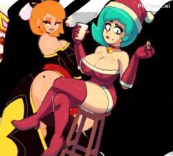 animated christmas christmas_outfit female kissing lola_(brawl_stars) mariposa_piper_(brawl_stars) piper_(brawl_stars) tagme video