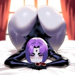 ai_generated ass ass_focus big_ass big_breasts big_butt big_thighs dc dc_comics dijiai face_down_ass_up fat_ass focus from_front_position front_view head_down_ass_up highleg hourglass_figure jack-o_pose kneeling leotard looking_at_viewer massive_ass massive_butt nsfw on_bed raven_(dc) round_ass round_butt teen_titans thick thick_ass thick_butt thick_legs thick_thighs thighs warner_brothers wide_hips